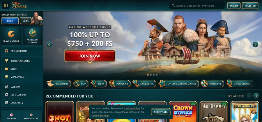How to claim My Empire casino no deposit bonus